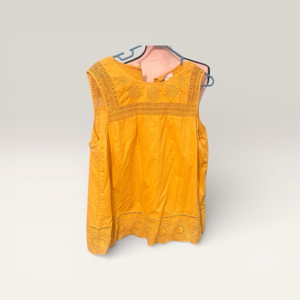 J. Jill Yellow Eyelet Sleeveless Tunic Top Women’s Large Boho